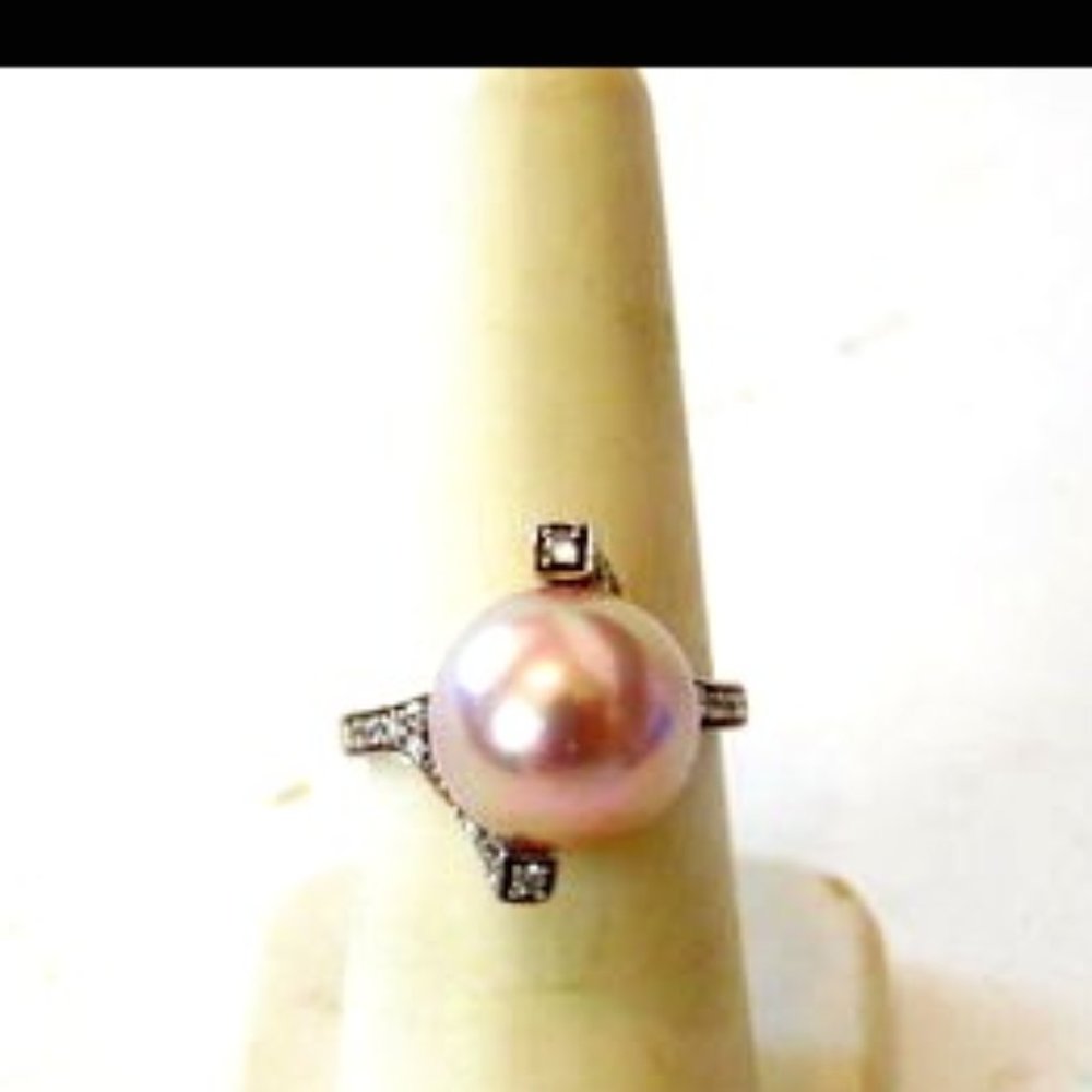 Pearlfection .925 Faux Mauve South Sea Pearl Ring Size 7-1/4